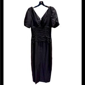 Vintage Donald Deal Bergdorf Black Ruched Evening Gown Size 10